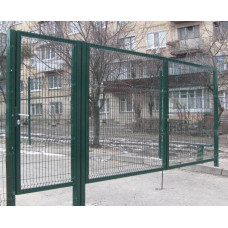 Ворота розпашні готові (повний комплект) із заповненням зварною сіткою 3D, цинк/полімер
